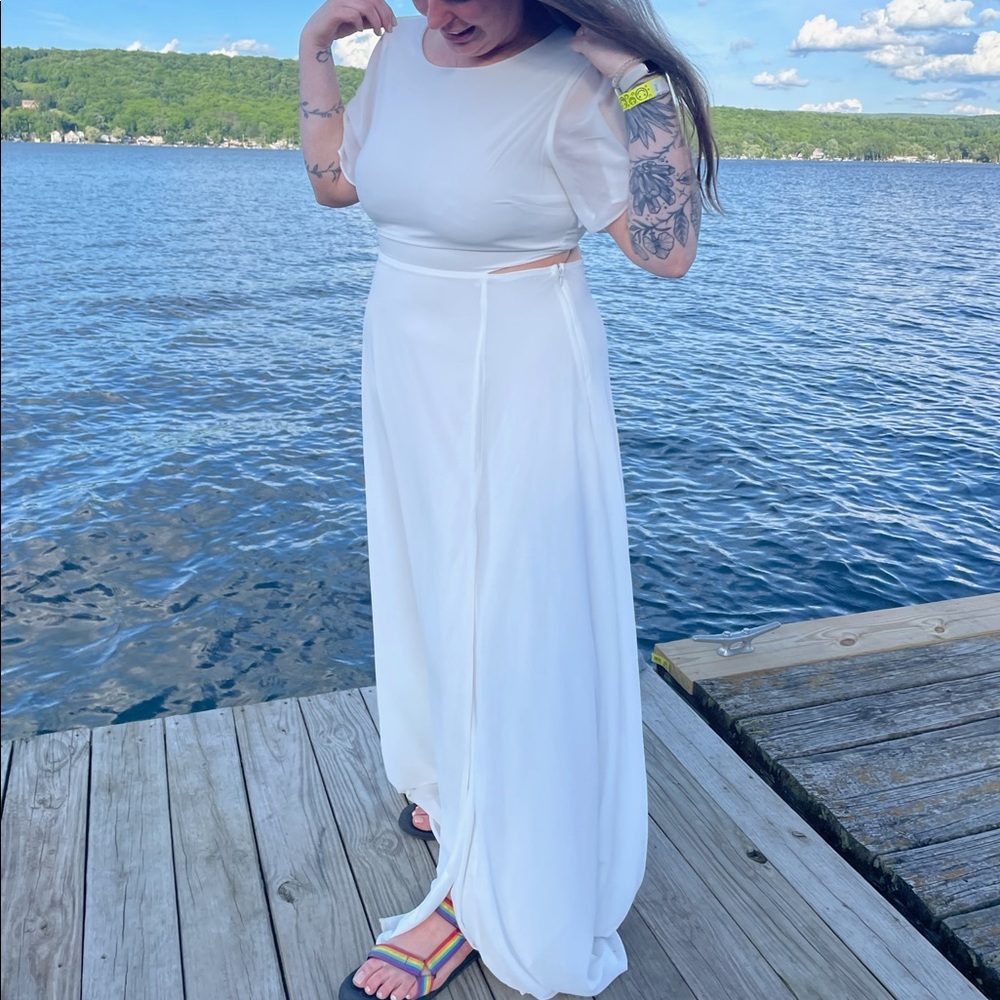 Lulu’s Garden Bliss White Cutout Maxi Dress